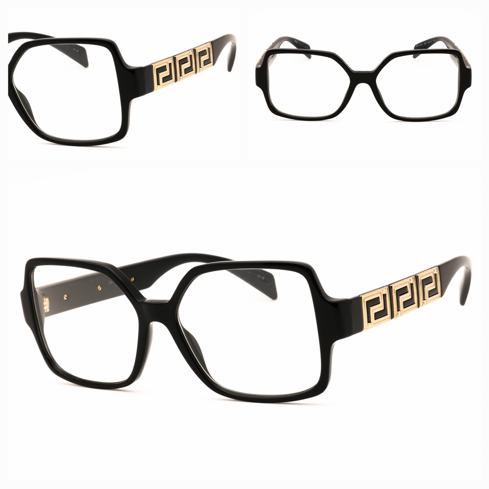 Versace Black and Gold, Rectangular Eyeglasses Frame